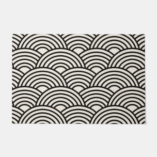 Felpudo Onda Japonesa Seigaiha Blanco Negro Y Crema