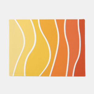 Felpudo Ondas de estilo retro amarillo y naranja