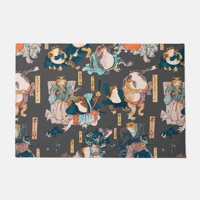 Felpudo Ondulaciones ukiyo-e de rana japonesa (Anverso)