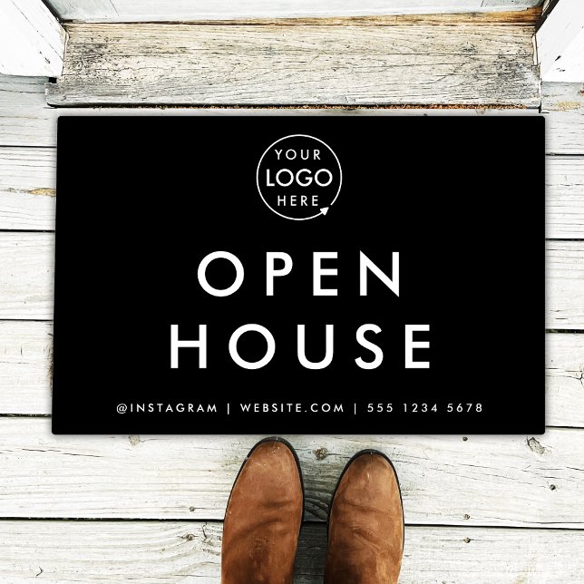 Felpudo Open House Real Estate Agency Moderno Realtor Negr (Subido por el creador)