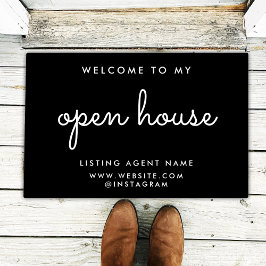 Felpudo Open House Real Estate Moderno Realtor Negro