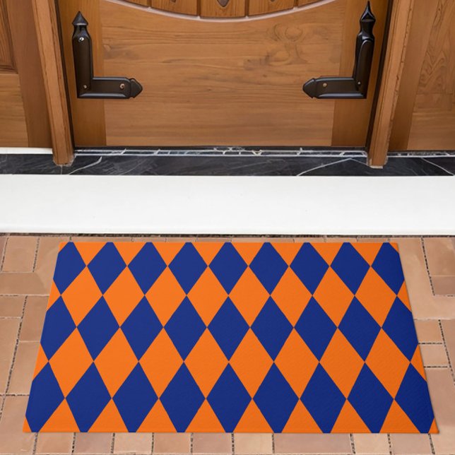Felpudo Orange and Blue Harlequin Checkered Design  (Subido por el creador)