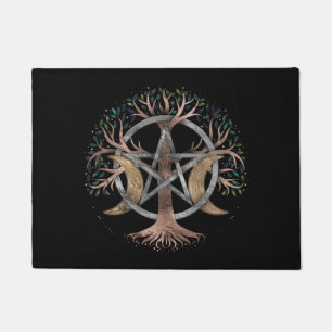 Felpudo Ornamento de la luna Pentagrama del árbol de la v