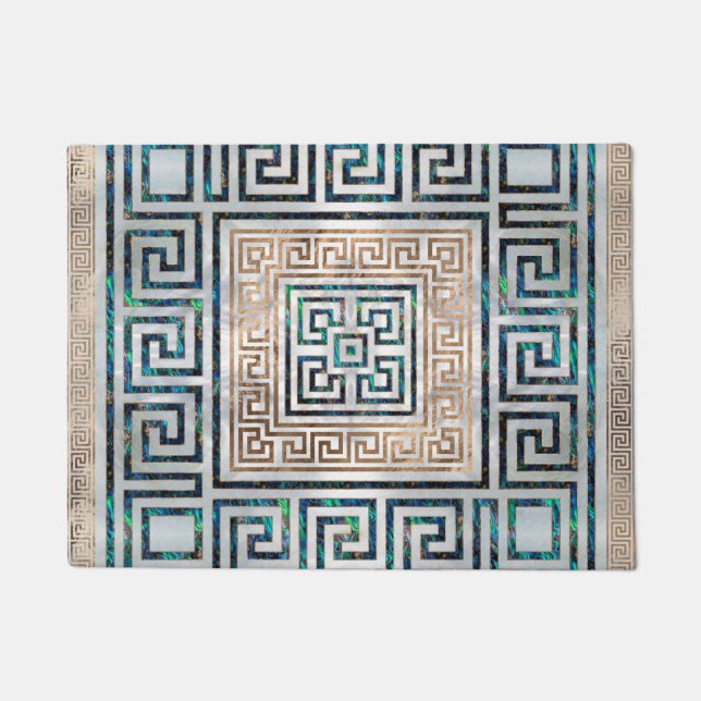 Felpudo Ornamento dominante griego - olmo y oro (Anverso)