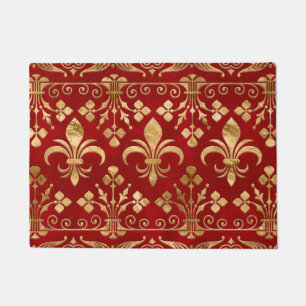 Felpudo Ornamento Fleur-de-lis Rojo de lujo
