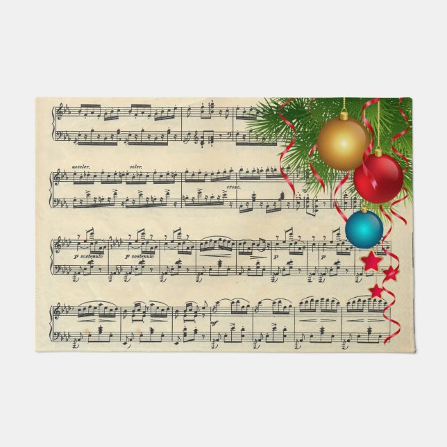 Felpudo Ornamentos De Navidad En La Música (Anverso)
