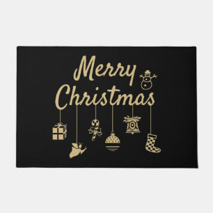 Felpudo Ornamentos navideños dorados