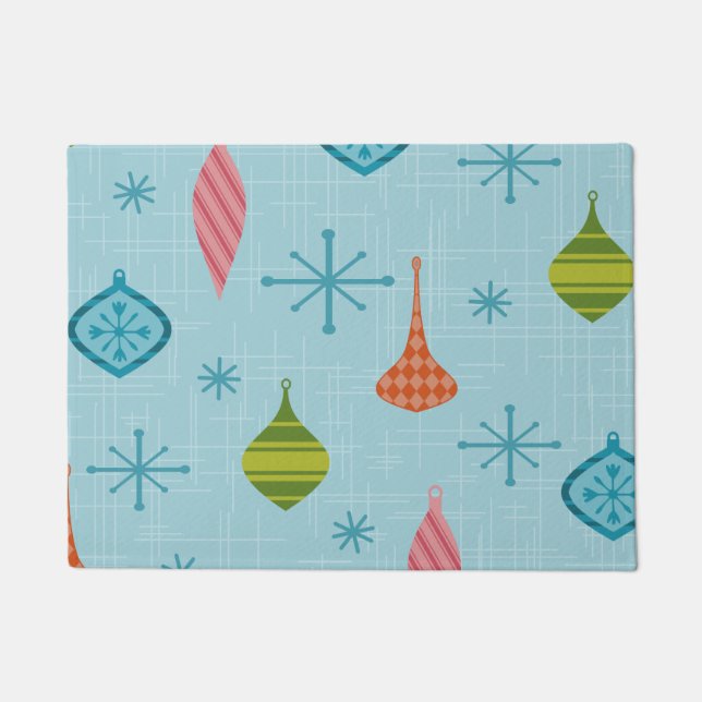 Felpudo Ornamentos navideños modernos de mediados de siglo (Anverso)