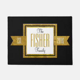 Felpudo Oro establecido domicilio familiar y negro del año