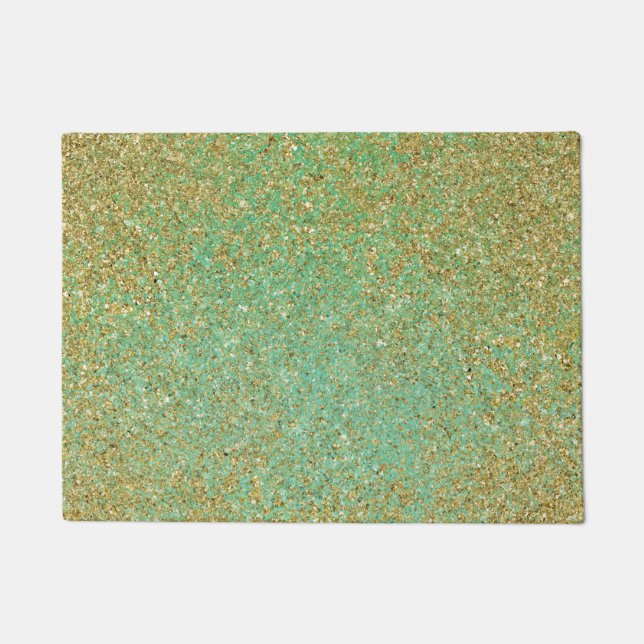 Felpudo Oro Glitter Moderno Glam Personalizado (Anverso)
