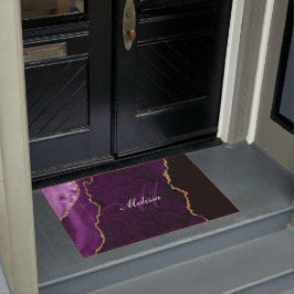 Felpudo oro monogramado y agato púrpura