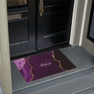 Felpudo oro monogramado y agato púrpura