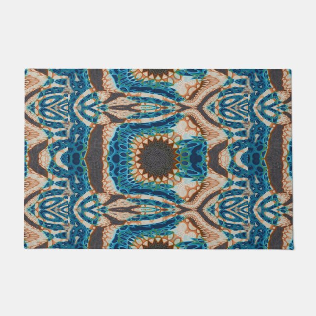 Felpudo Oro turquesa Sol Southwestern Art (Anverso)