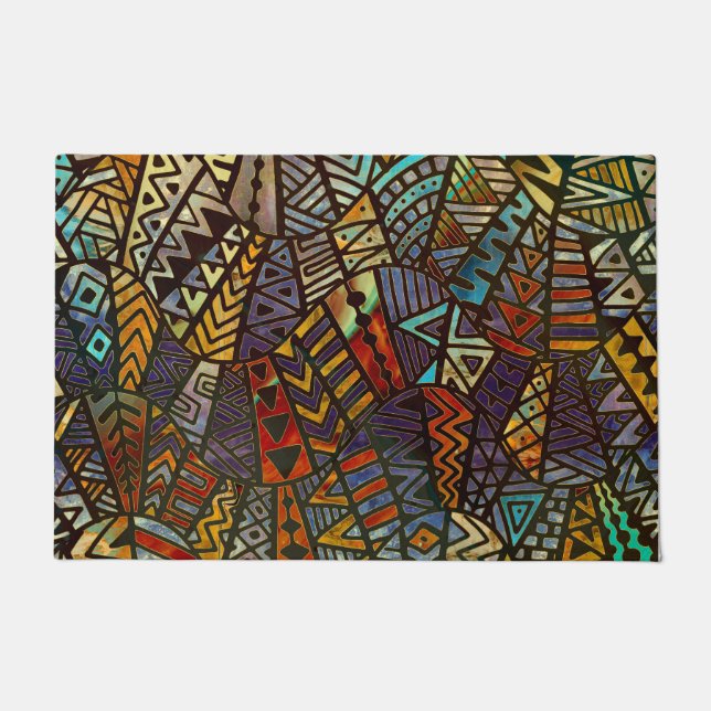 Felpudo Oro y pintura populares tribales del modelo (Anverso)