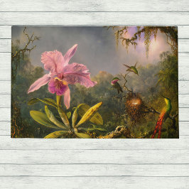 Felpudo Orquídea de Cattelya brasileña Artsy y 3 Hummingbi