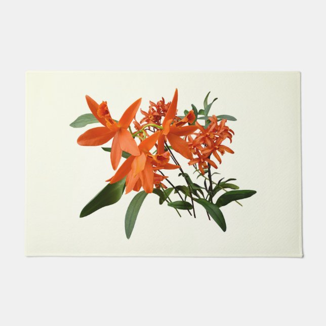 Felpudo Orquídea Epidendrum Naranja (Anverso)