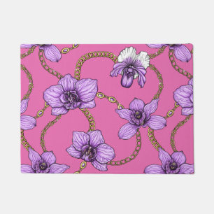 Felpudo orquídeas y cadenas, violetas y rosas