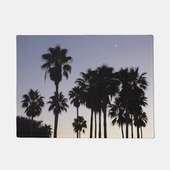 Felpudo Oscuro con la escena tropical de palmeras (Anverso)