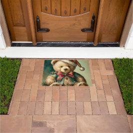 Felpudo Oso de Teddy de Navidad vintage