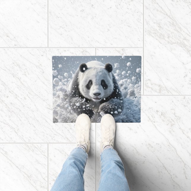 Felpudo Oso Panda Corriendo En Nieve (Interior)