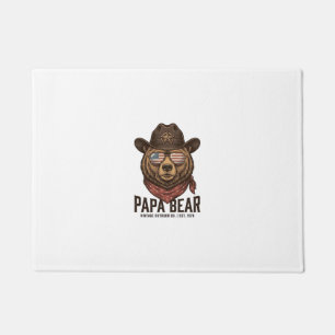 Felpudo Oso Papá Oso Vaquero Patriótico Vintage Diseño Vec