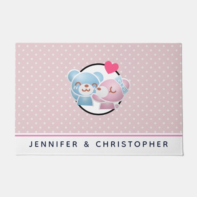 Felpudo Osos de besos cortos y kawaii (Anverso)