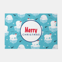 Felpudo Osos polares cortos en el patrón de Navidades Sant