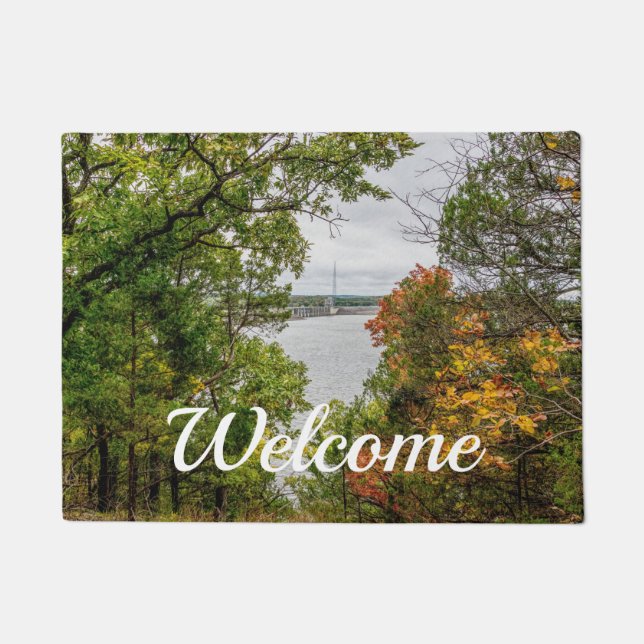 Felpudo Otoño En Truman Dam Welcome Doormat (Anverso)