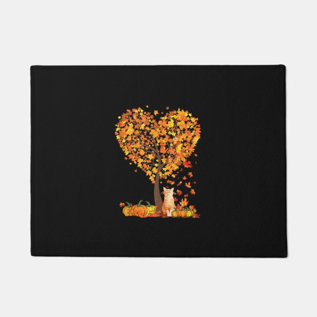 Felpudo Otoño Gato Lover Otoño Árbol del Corazón Sale Gato (Anverso)