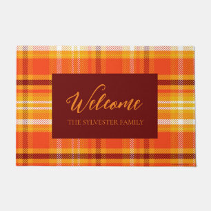 Felpudo Otoño Plaid Home Decour Fall Season