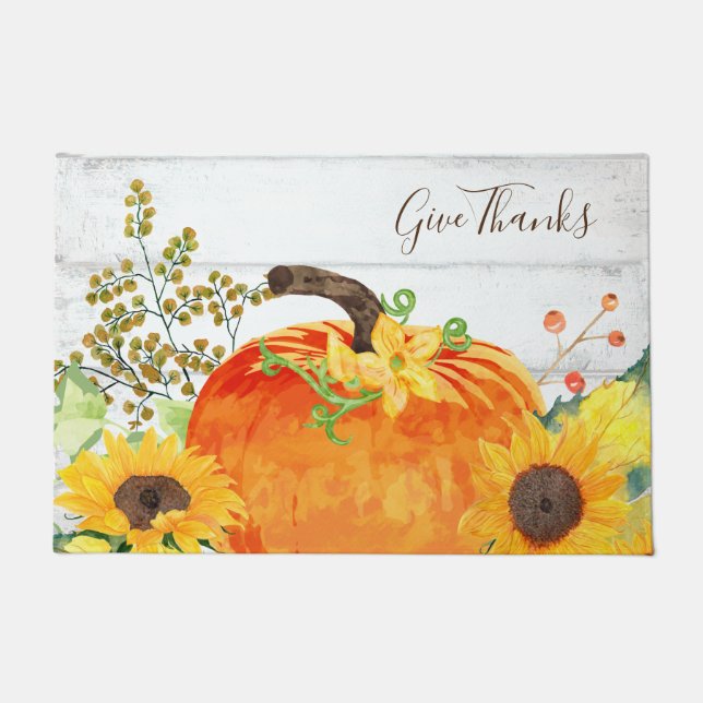 Felpudo Otoño Rústico Da Gracias (Anverso)