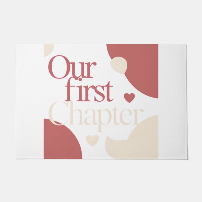 Felpudo Our First Chapter Valentines Couple Love Quote (Anverso)