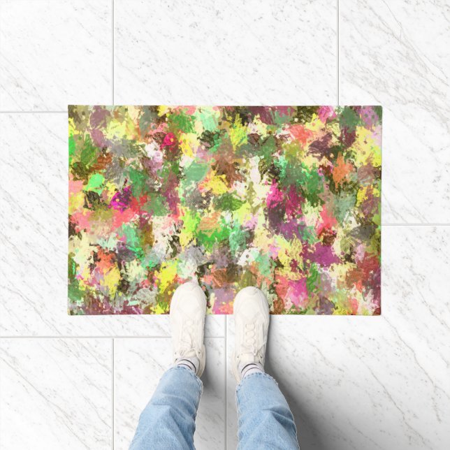 Felpudo Paint Splatter Autumn Color Leaves Resumen (Interior)