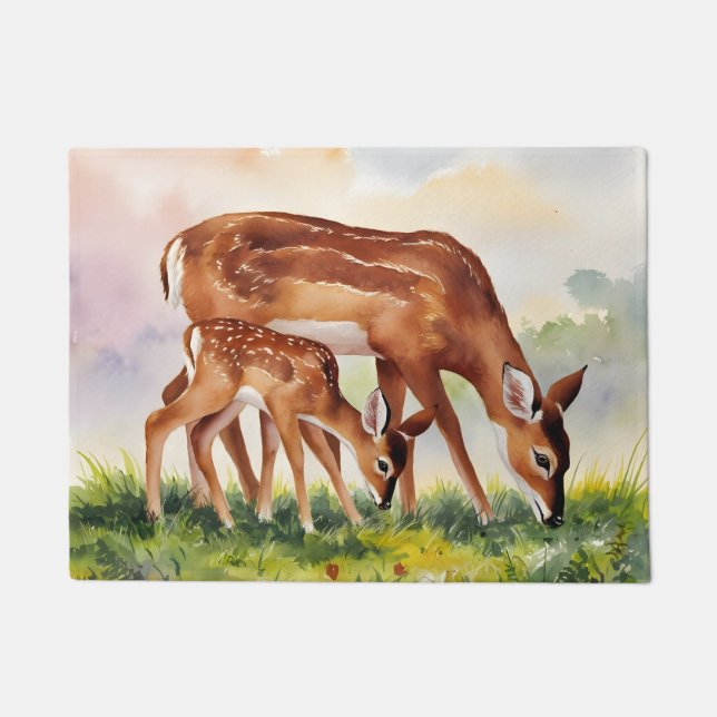 Felpudo Painted Deer Mom and Baby (Anverso)