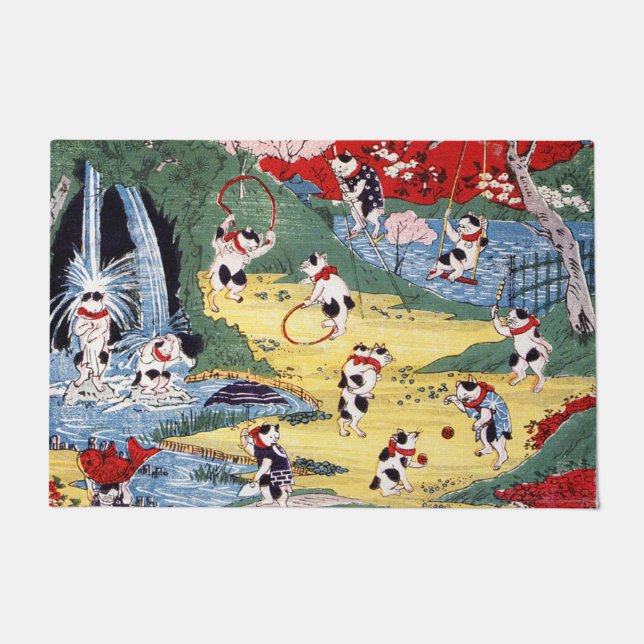 Felpudo País gatos japonés, Utagawa Kunitoshi (Anverso)