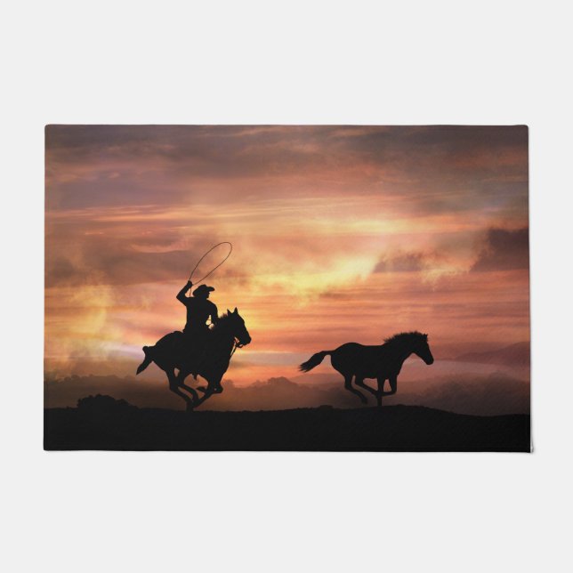 Felpudo País Vaquero Occidental y Caballos (Anverso)