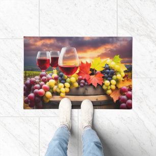 Felpudo País vinícola más bonito con vino y uvas