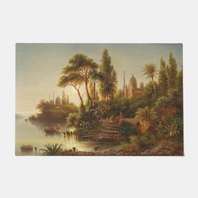 Felpudo Paisaje asiático a la luz de la noche (arte de la  (Anverso)