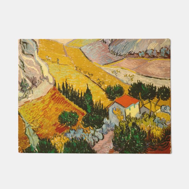 Felpudo Paisaje con House y PloughmaVincent van Gogh (Anverso)