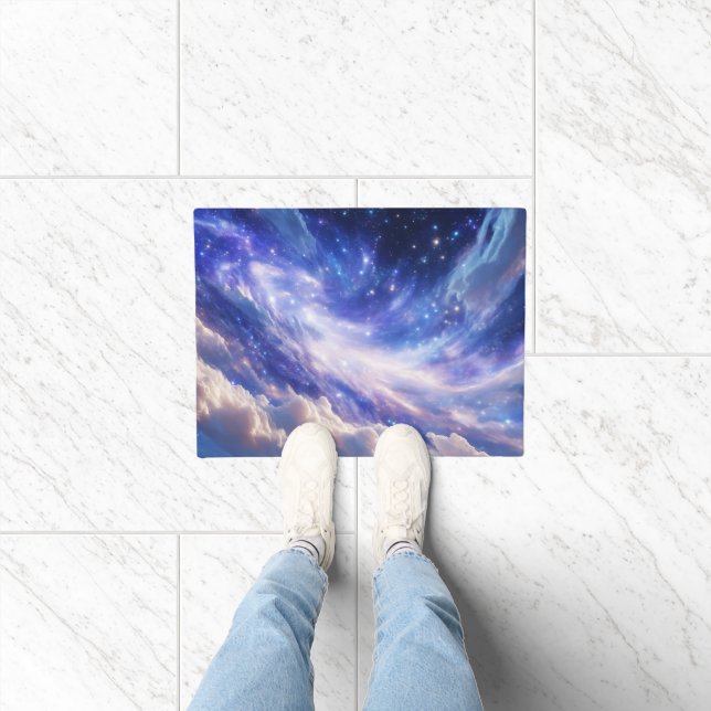 Felpudo Paisaje Cósmico: Nebulosa giratoria y noche estrel (Interior)