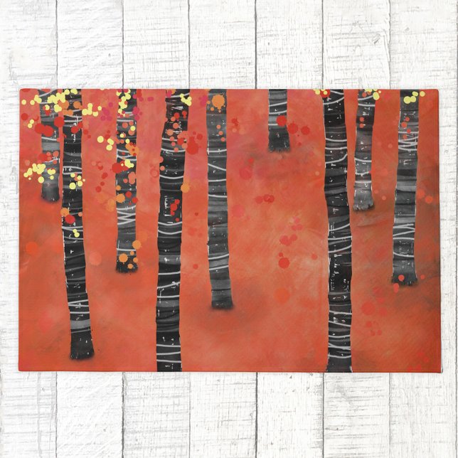 Felpudo Paisaje de los bosques de árboles de Birch (Birch Tree Forest abstract art doormat)