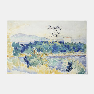 Felpudo paisaje en acuarela de otoño con texto personaliza
