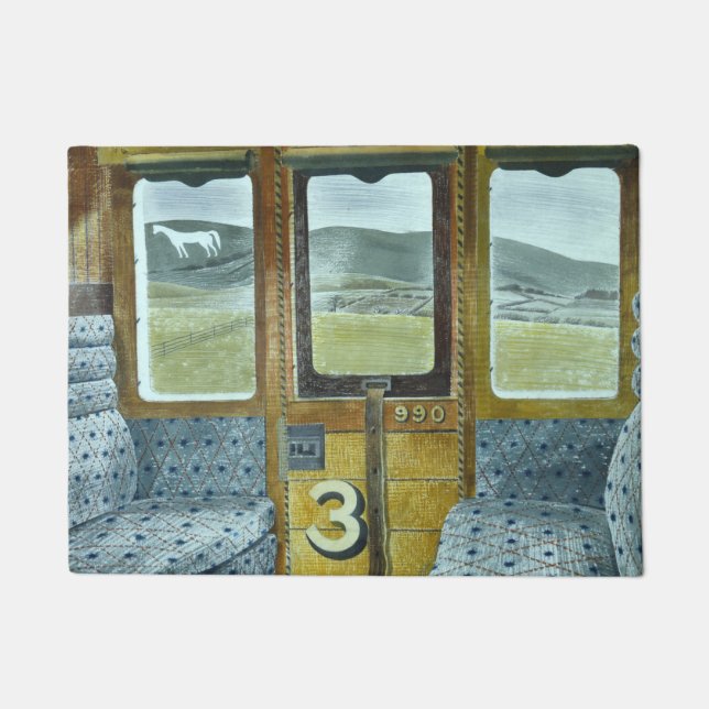 Felpudo Paisaje en tren (por Eric Ravilious) (Anverso)