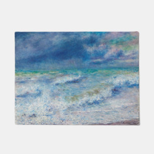 Felpudo Paisaje marino azul por pintura impresionista de R