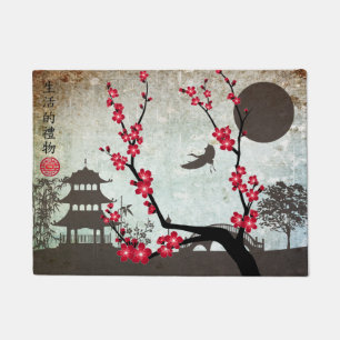 Felpudo Paisaje rojo "regalo del árbol del flor de la vid