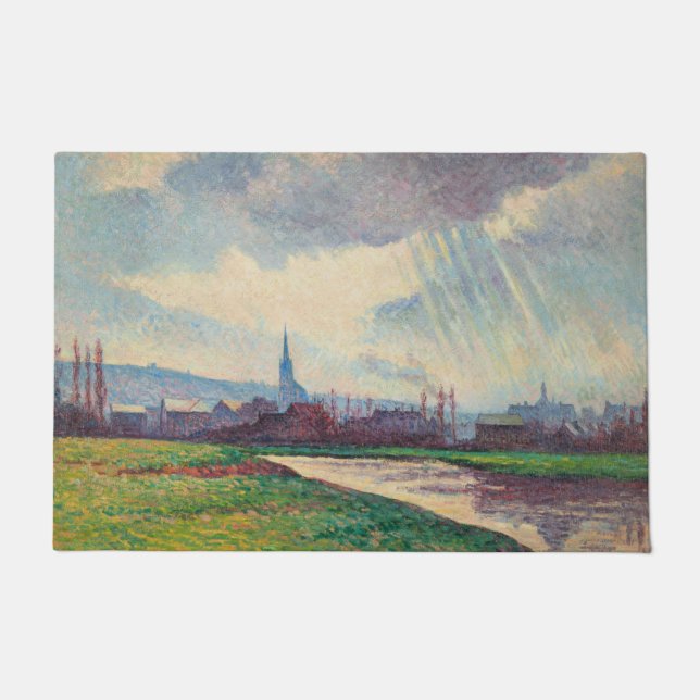 Felpudo Paisaje rural con río (por Maximilien Luce) (Anverso)