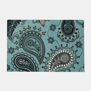 Felpudo Paisaje verde azulado oscuro