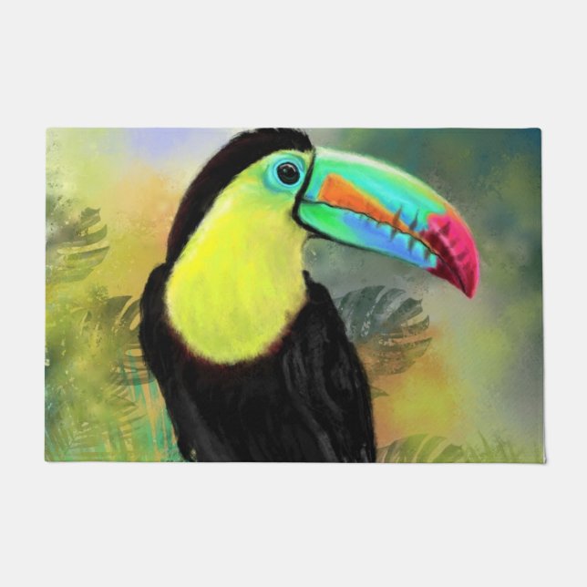 Felpudo Pájaro Toco Tropical Toco Toucan - Pintado mezclad (Anverso)