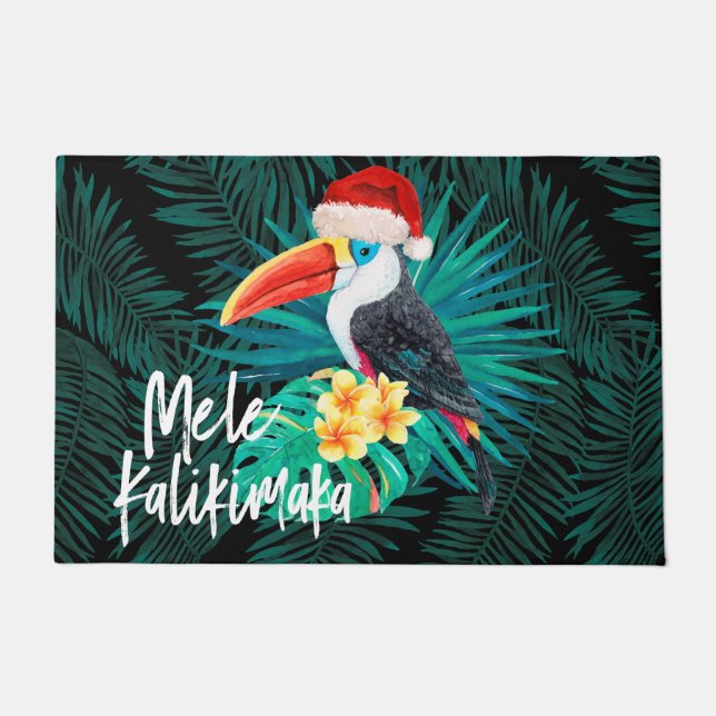 Felpudo Pájaros tropicales de la selva de Mele Kalikimaka (Anverso)