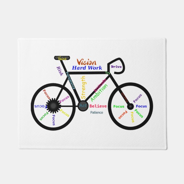 Felpudo Palabras motivacionales, ciclismo, ciclismo, cicli (Anverso)